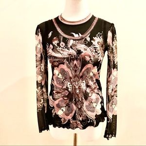 Layered Blouse with Lettuce Hem | Size S